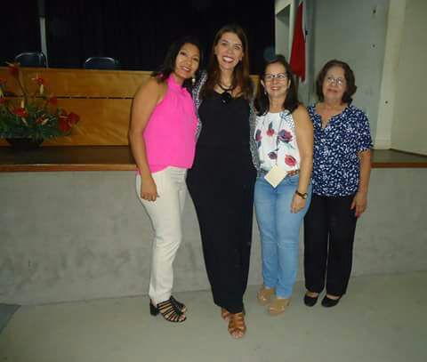 Lúcia Pinheiro, representante da GSK; Mayra Moura, primeira-tesoureira da SBIm; Consuelo de Oliveira, representante da SBIm no Pará; e Maria de Nazaré Amim Athayde, coordenadora de imunizações da SESMA
