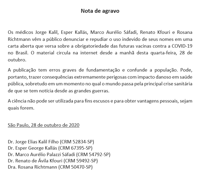 Presidente do CRA-RS assina carta aberta sobre a importância da ciência e  da vacina contra a Covid-19 - Notícias - CRA-RS